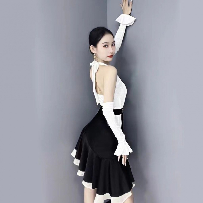 Latin Dance Skirt New Professional Halter Latin Dance Wear Split Latin Dance Practice Clothes Dancin