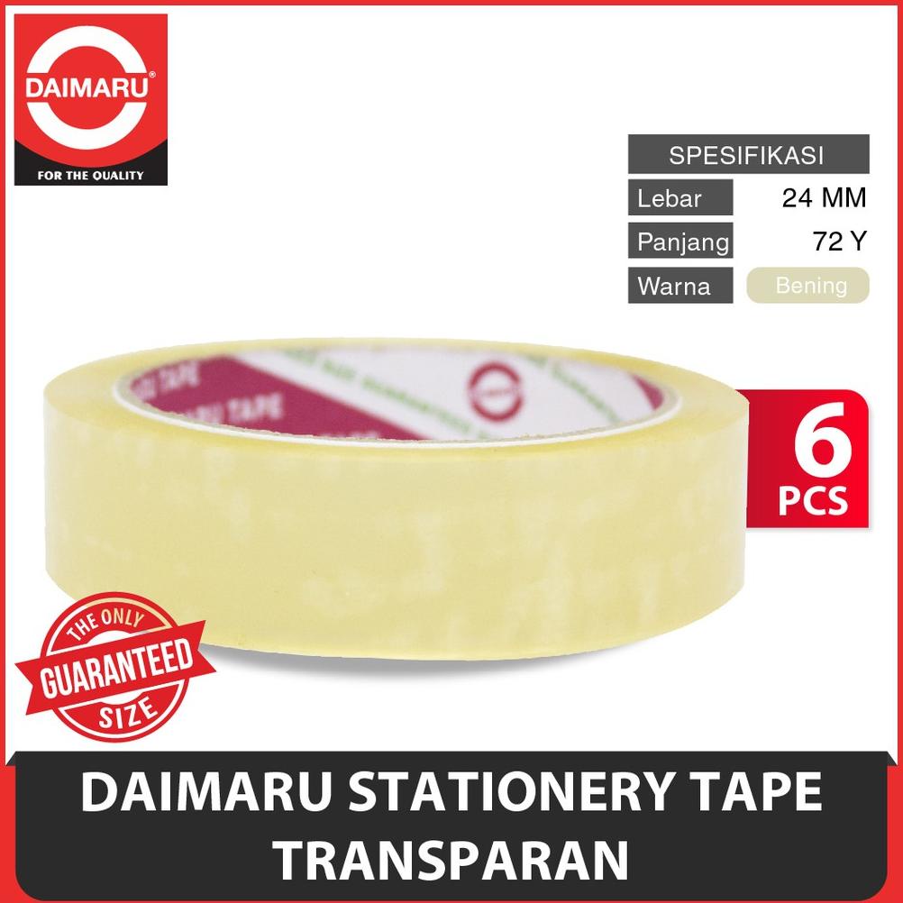 

Terbaru! Paket Isi 6pcs Daimaru Stationery Tape Transparan 24 mm x 72 Yard