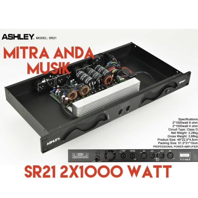Power amplifier ashley sr21 2x1000 watt class D |Bagus|Top