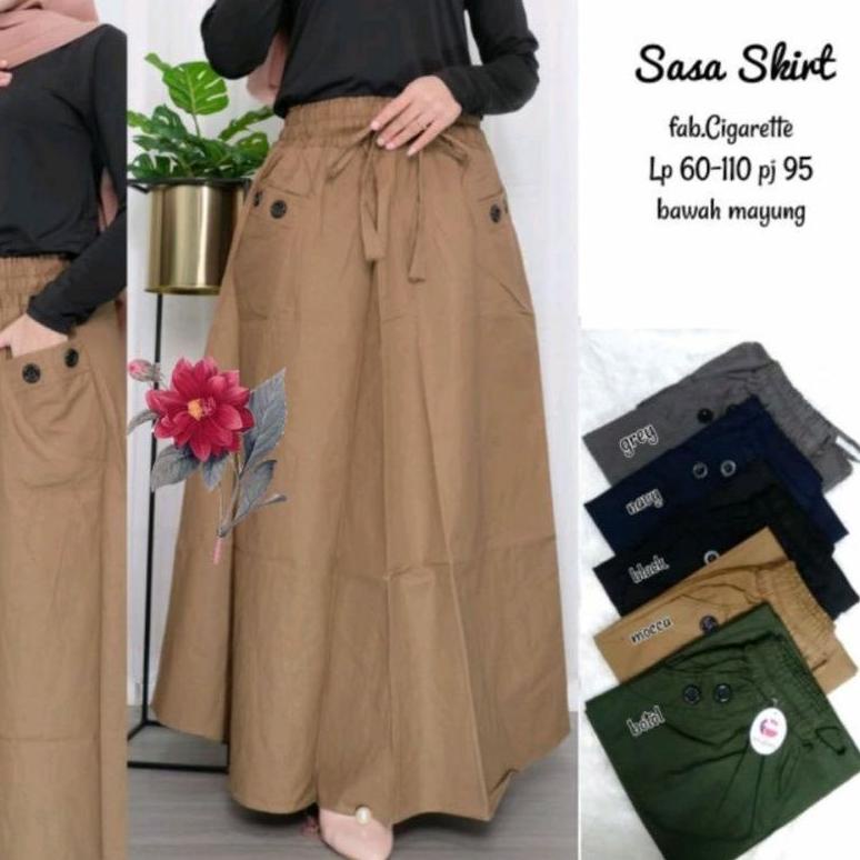 Terjangkau ROK PAYUNG  PANJANG POLOS BAHAN KATUN 