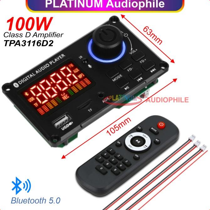 Modul MP3 Bluetooth Decoder TPA3116 D2 Stereo Class D Amplifier 100W |Bagus|Top