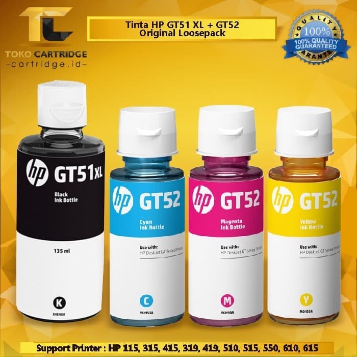 

TINTA REFILL HP GT52 GT51XL GT53 GT51 GT 51 52 53 ORIGINAL LOOSEPACK