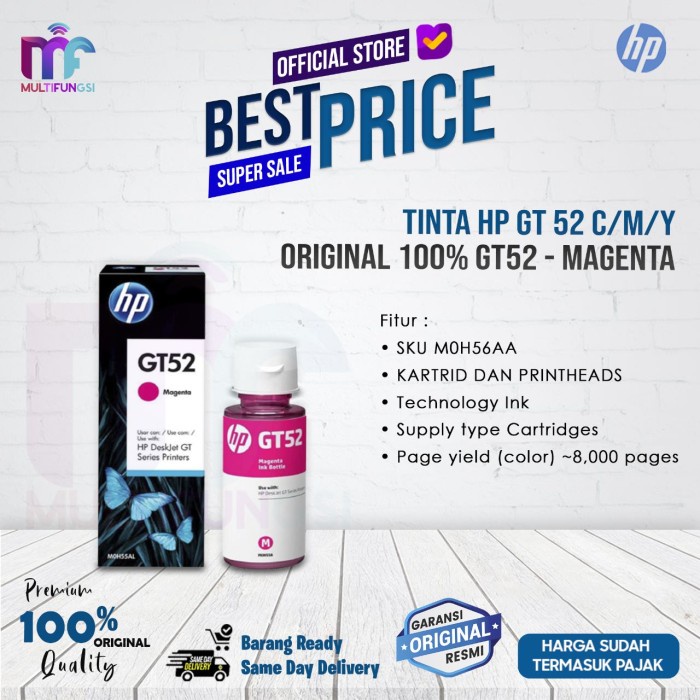 

TINTA HP GT 52 C/M/Y CYAN/MAGENTA/YELLOW - ORIGINAL 100% GT52