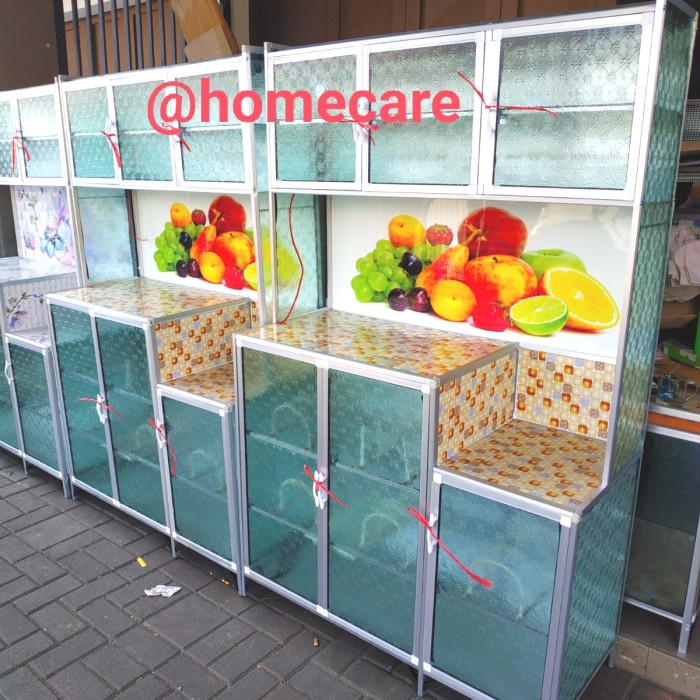 Promo Aluminium Lemari Rak Piring Sayur Dapur 2 Dan 3 Pintu