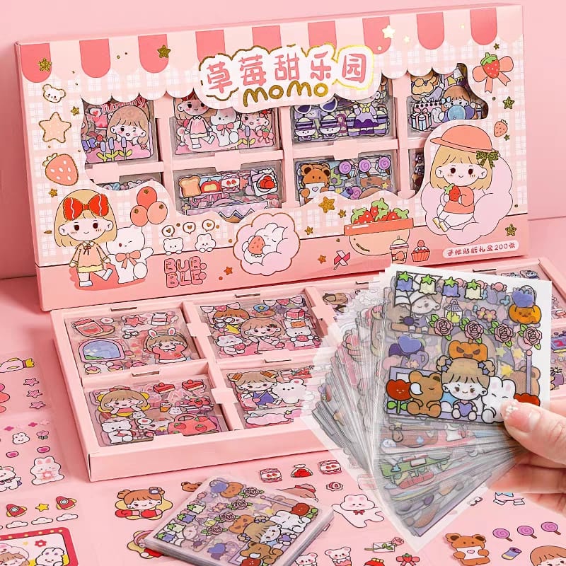 

(Lc) 200 Lembar Stiker Diy Motif Kartun Korea Lucu Scrapbook Aestetic Stier Momo