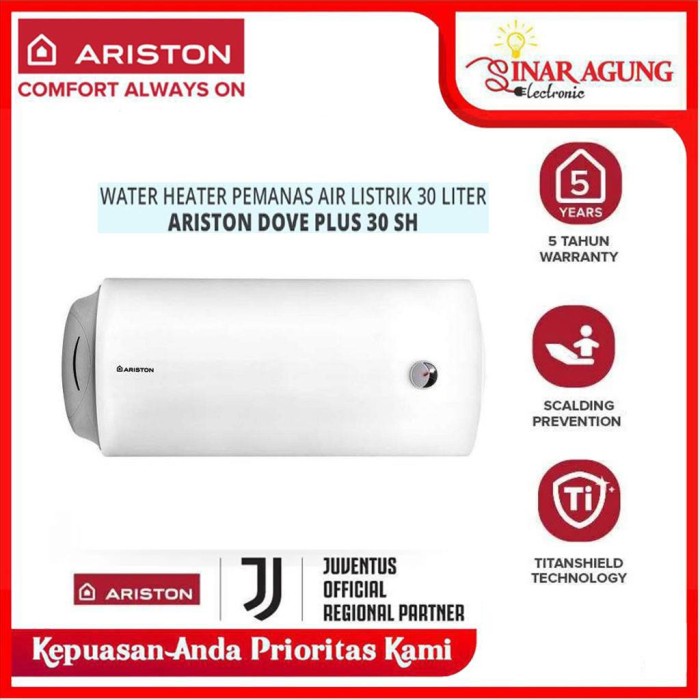 Ariston Water Heater Dove Plus 30Sh / 30 Ltr 800W Horizontal 100% Ori Promo Terbaru