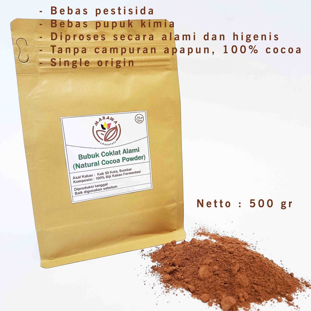 

Raw Cocoa Powder 100% (Bebas Pupuk Kimia, Alami dan Higenis) / Bubuk Coklat Murni 500 gr Non COD