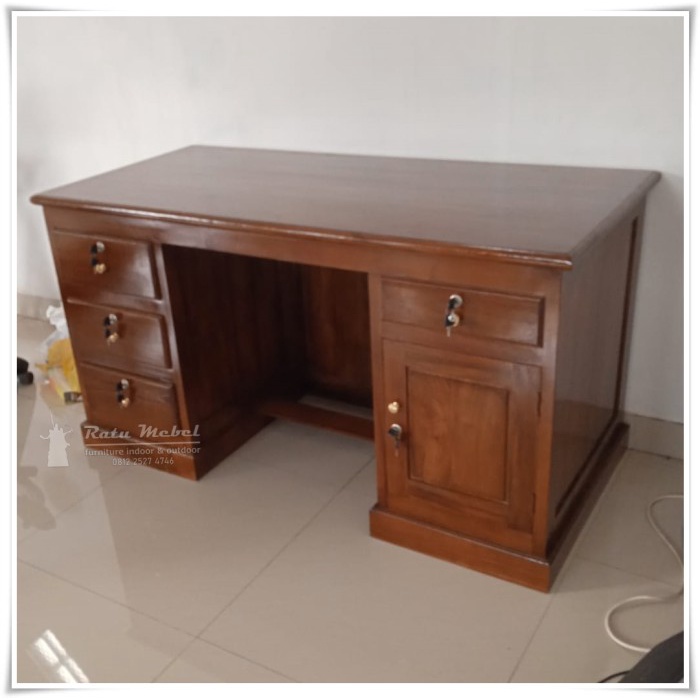 UJ 411 Meja kantor kayu jati asli jepara / meja kerja kantor
