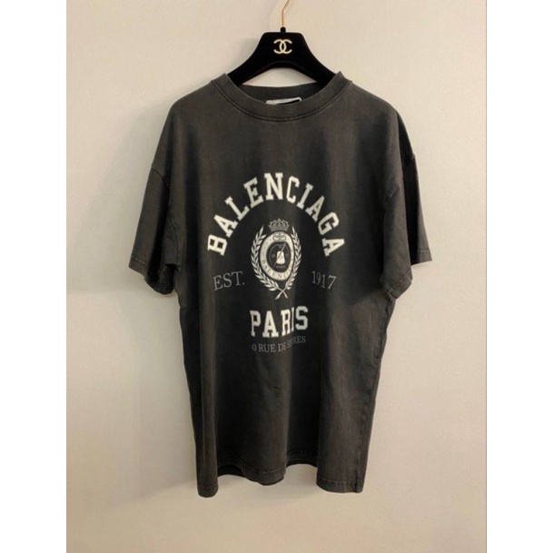 Kaos Balenciaga Oversized College Logo Distressed Original