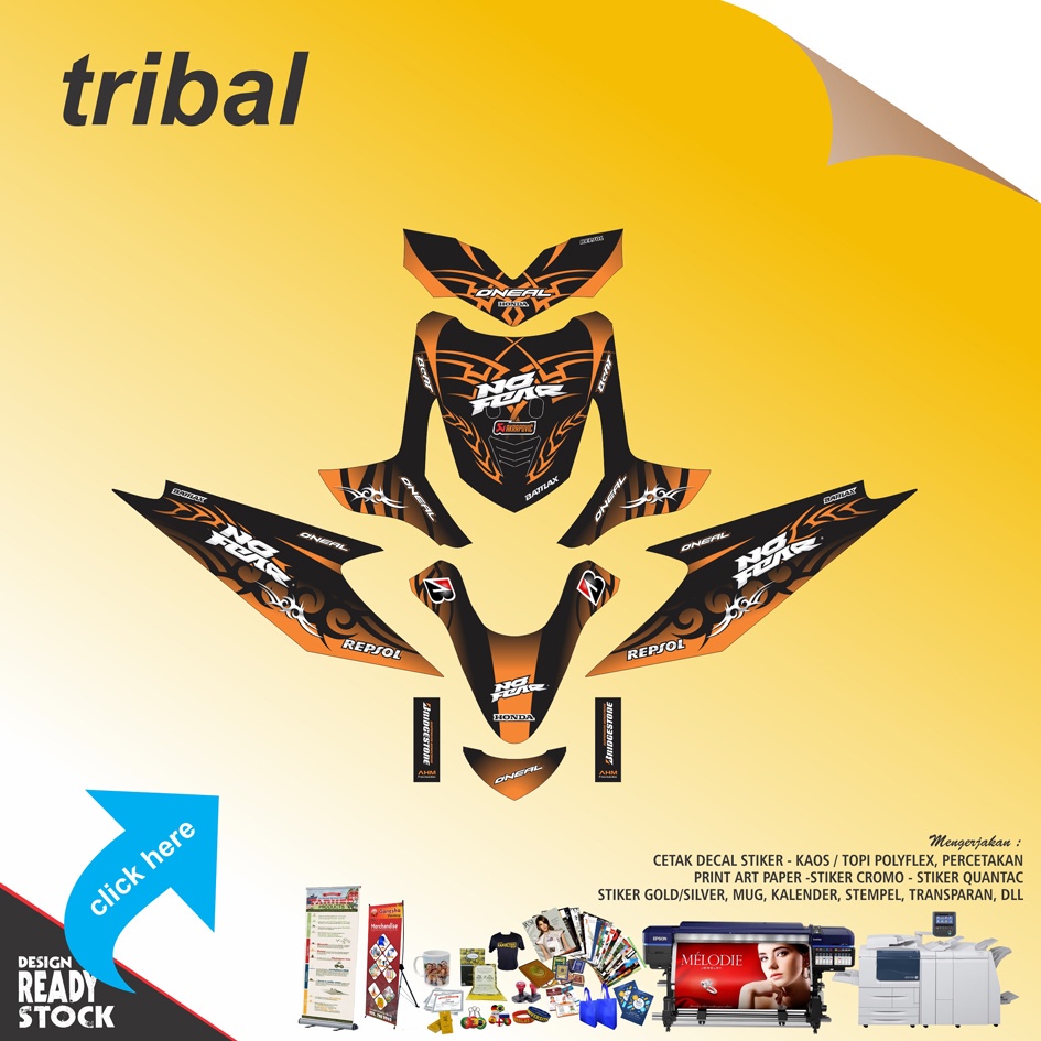 DECAL STICKER HONDA BEAT KARBU TRIBAL ORANGE