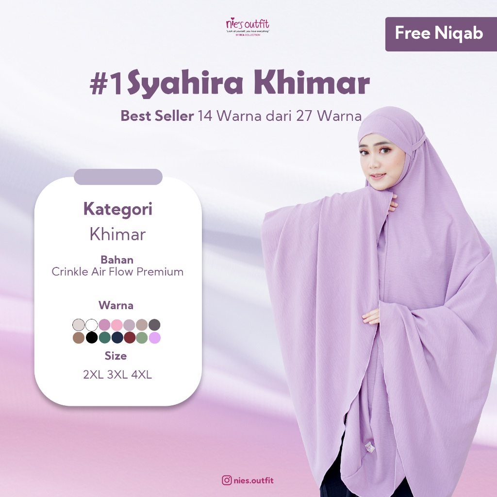 STYLISH HIJAB DAILY Hijab Instant Umroh Haji NIES OUTFIT Khimar SYAHIRA Kerudung Bergo Ikat Jumbo