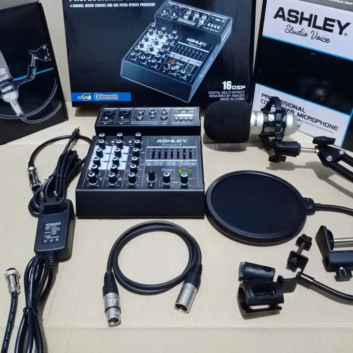 Paket Podcast Ashley 1 Orang Mixer Premium 4 Mic Ashley Studio Voice