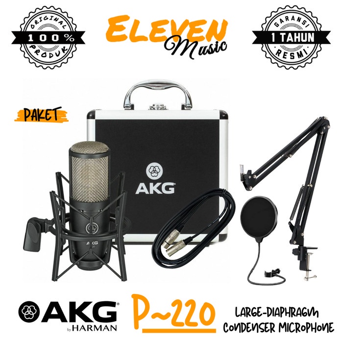 akg p220 akg p-220 microphone condenser studio pack