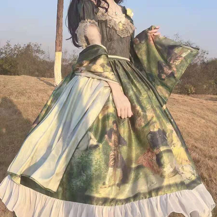 Lolita Skirt Oil Painting HandlelolitaForest Ball LolitaOPElegant Retro Court Dress