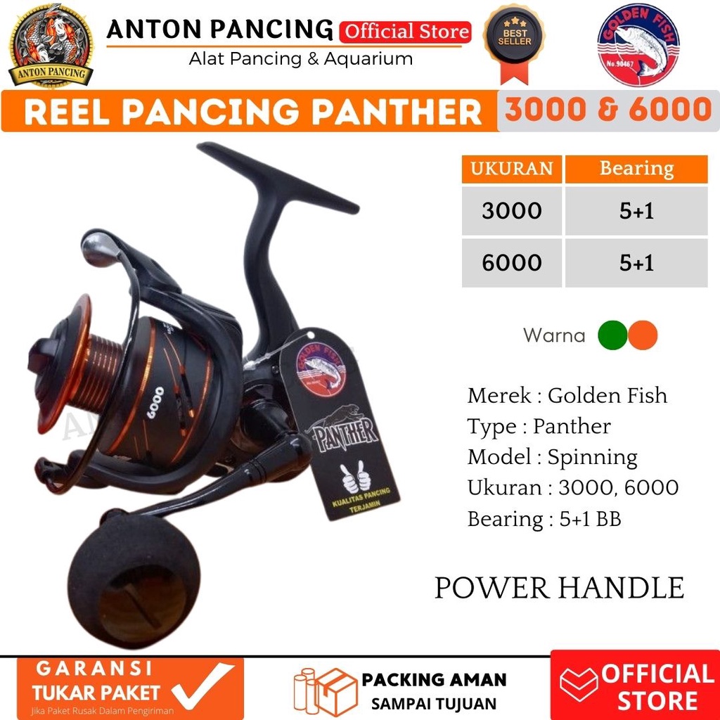 Reel Pancing Spinning Golden FIsh Panther Power Handle 5+1 Bearing