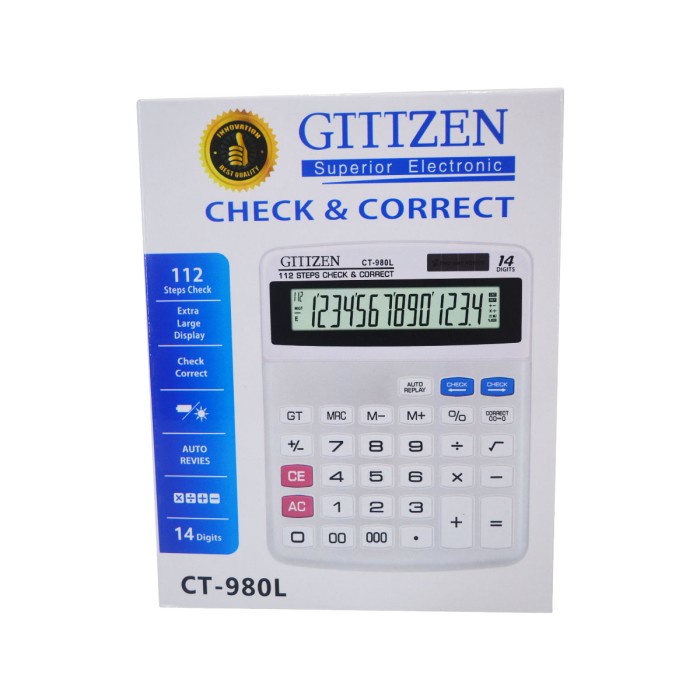 

Calculator GTTTZEN/CTTTZEN CT-980L Kalkulator Dagang Mirip Citizen