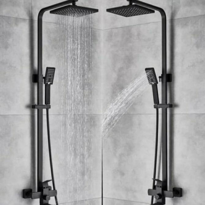 SHOWER TIANG SET MODEL TOTO WASSER BLACK/SHOWER COLUMN 3 WAY HITAM