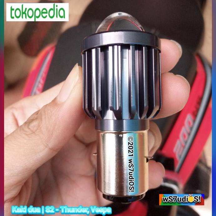 Diskon Lampu Laser Lampu Utama LED Thunder Vespa Headlamp S2 BA20D War Putih2 Berkualitas