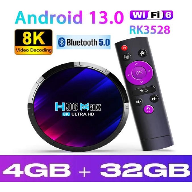 Android TV Box H96 MAX 4GB 32GB Bluetooth Miracast Resolusi 4K