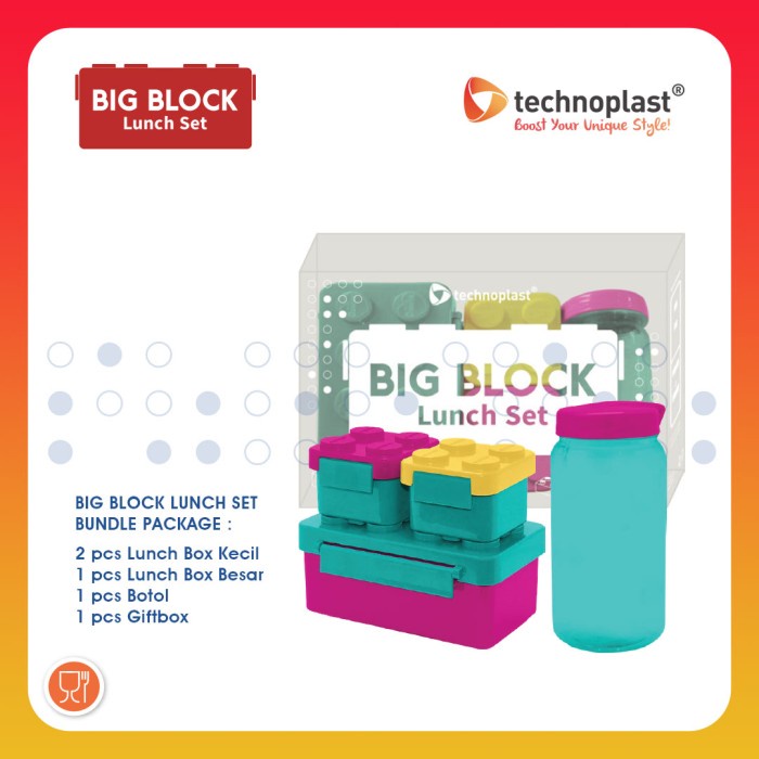 Risti Big Block Lunch Box Set/Tempat Makan Block Set