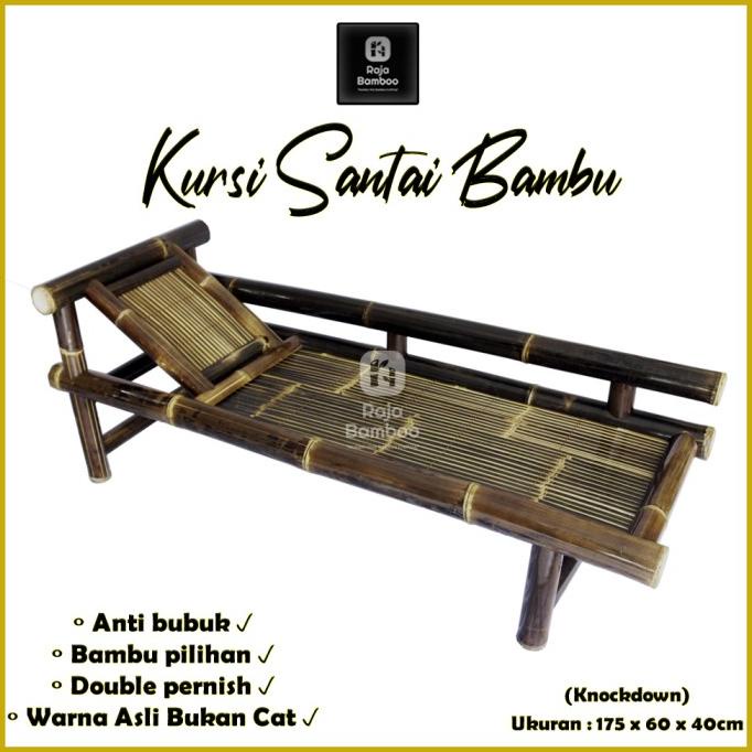 Kursi Malas | Kursi Santai Bambu Hitam 175 x 60cm | Knockdown