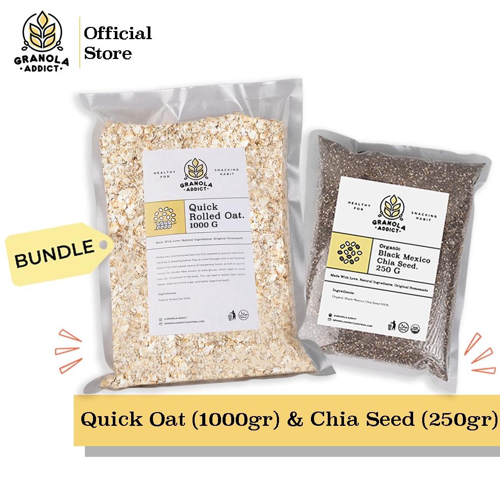 

FASH_SAE GRANOLA ADDICT - PAKET QUICK ROLLED OAT 1KG + CHIA SEED 250G TETAP TRENDING DI SHOPEE