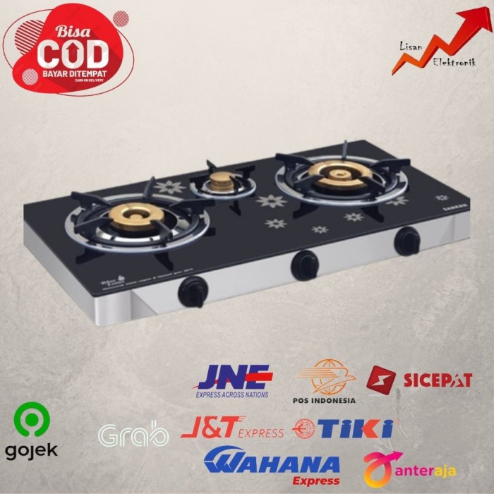 Sanken SG-533FS Kompor Gas 3 Tungku Tempered Glass sampshop