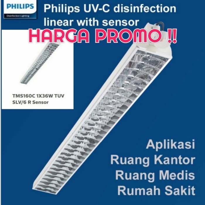 Lampu Philips UVC Batten TMS160 36W Kap Lampu UV Steril Ruangan