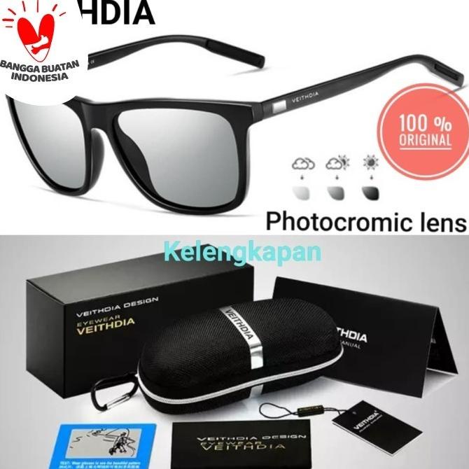 Original kacamata polarized photocromic sunglasses Veithdia 6108 Pilot