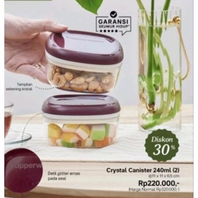 Tupperware Crystal Canister Toples Cristal 2Pcs Jajananlokalibu