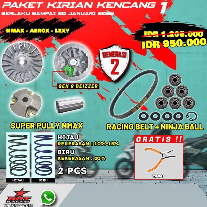 Paket Kirian BRT Super Pully Yamaha Nmax/Aerox/Lexi