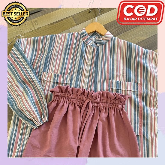 Bju Wsnita Stlan Wanita Kekinian Satu Set Baju Wanita One Outfit Kece Bsju Clna Premium Set Ootd Fas