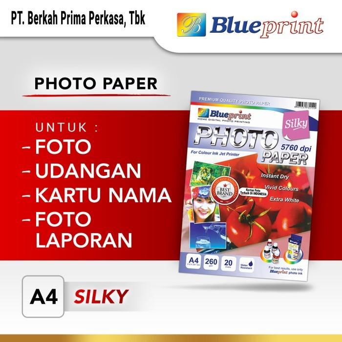 

TERLARIS - KERTAS FOTO A4 SILKY PHOTO PAPER BLUEPRINT A4 260 GSM - ISI 20 LEMBAR