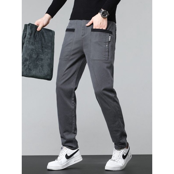 Celana Kasual Pria, Celana Panjang Pensil Trendi Semua Cocok, Merek Fashion Populer Kasual Katun Ela