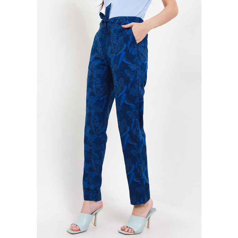Celana Panjang Giordano Original Wanita Chinos santai dengan kombinasi motif tropis sebagai aksen Br