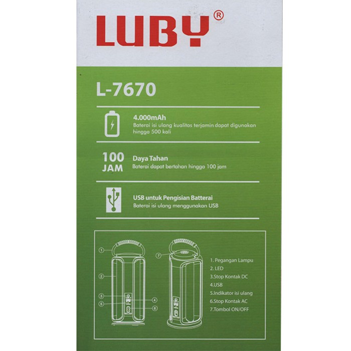 Luby L7620 Lampu Emergency Tahan Nyala 100 Jam