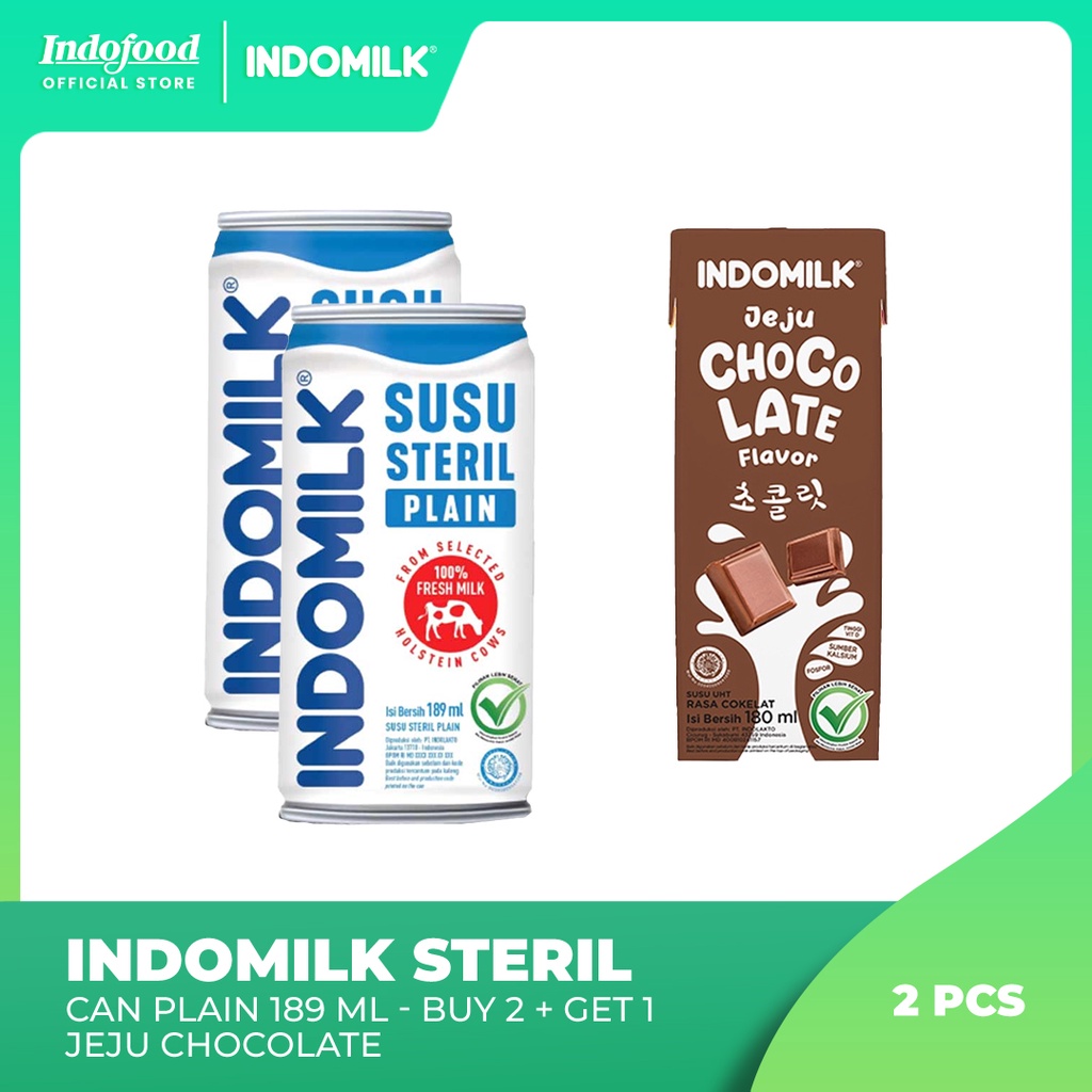

Bundling 2 Indomilk Steril Can Plain + 1 pcs Indomilk Jeju Chocolate