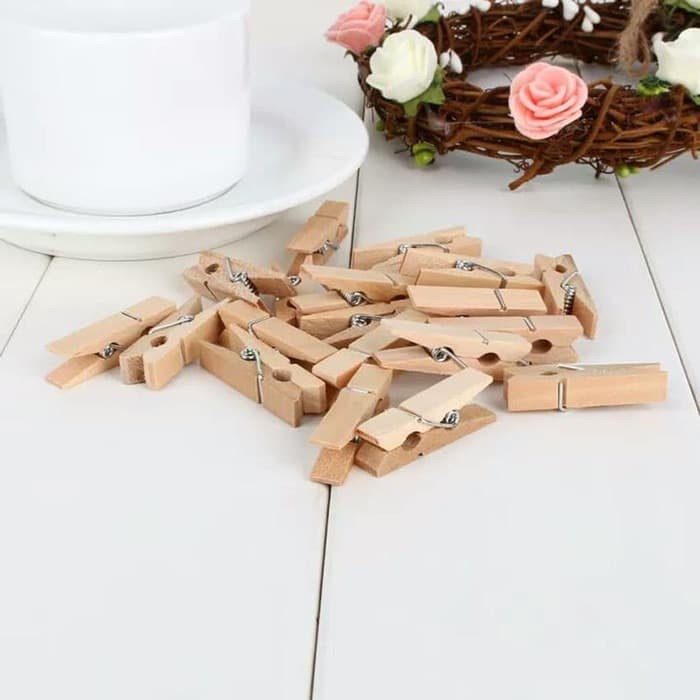 

Promo Paket 100 Pcs Jepitan Kayu Polos Wooden Clip - Coklat