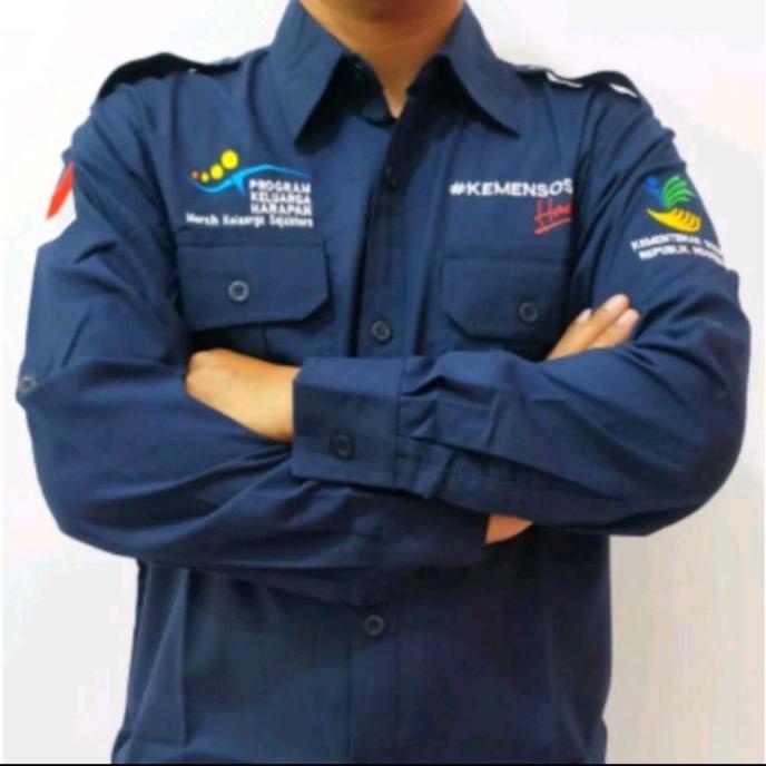 Kemeja KEMENSOS Hadir Maroon Lengan Panjang UK XXL dan XXL