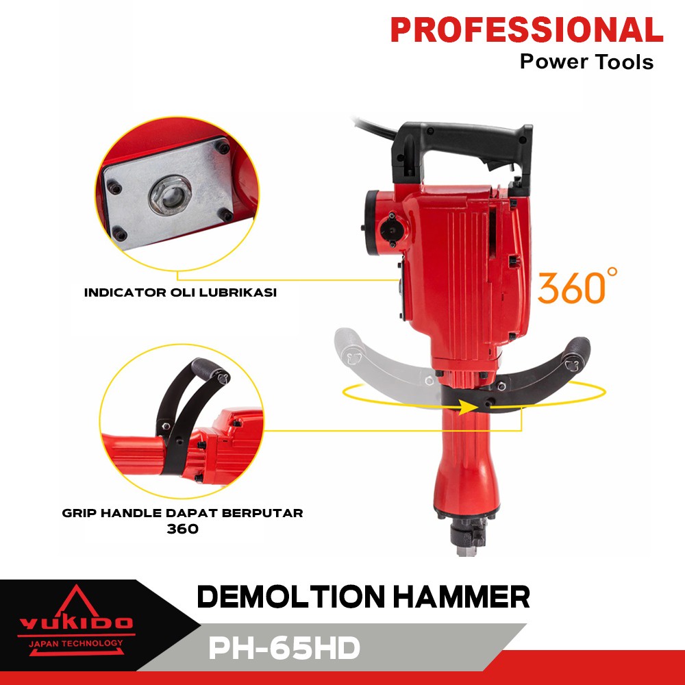 Ja Hammer Yukido Ph-65 Ja Drill Ghancur Beton Hammer Demolition Bor Bobok Beton Bor Bobok Tembok