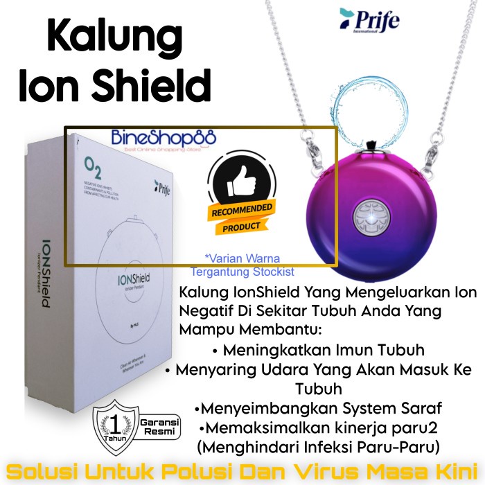 Ready Kalung Kesehatan Ionshield Ion Negatif Shield Cegah Virus Isp Bakteri