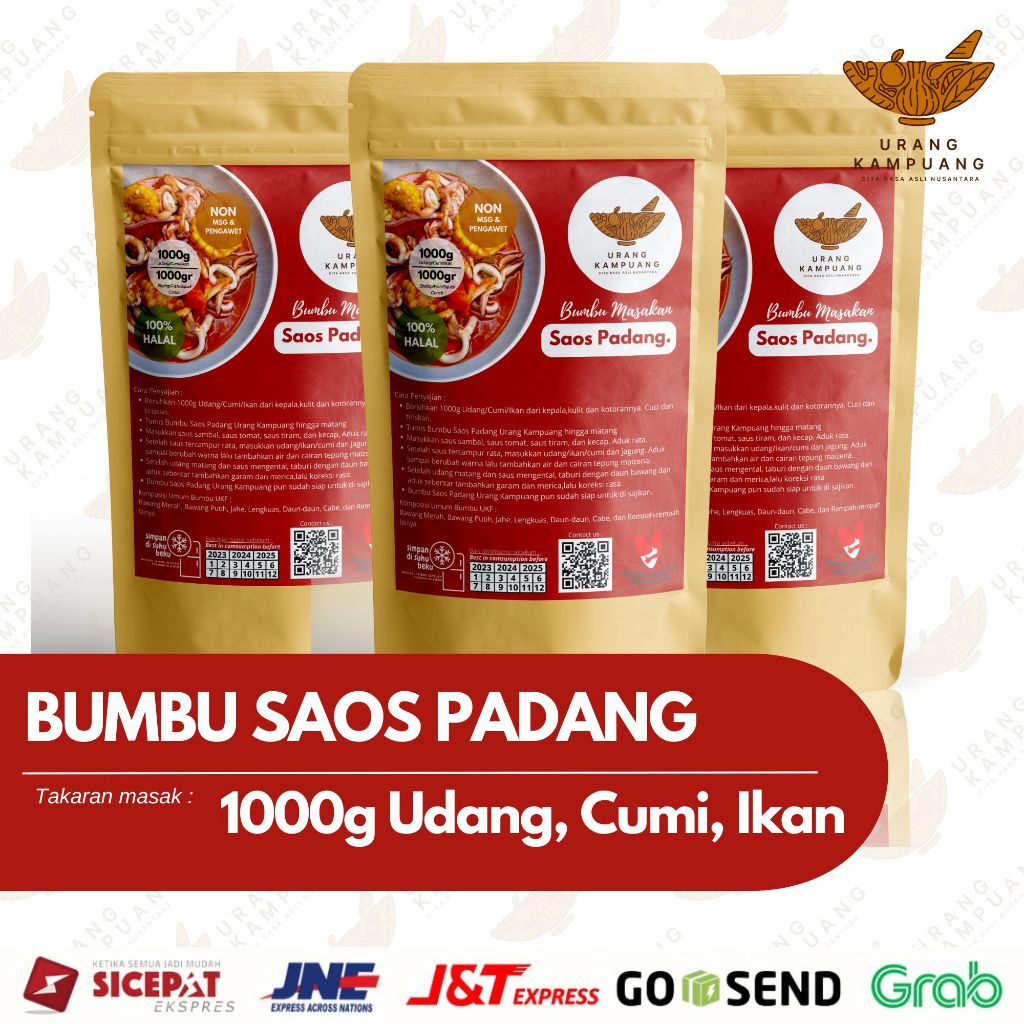 

Bumbu Saos Padang 1 Kg Ikan atau Cumi atau Seafood Non MSG dan Pengawet Urang Kampuang Food