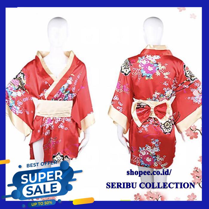 KIMONO WANITA BAJU TIDUR JEPANG YUKATA SAKURA SATIN PIYAMA  BEST SELLER 