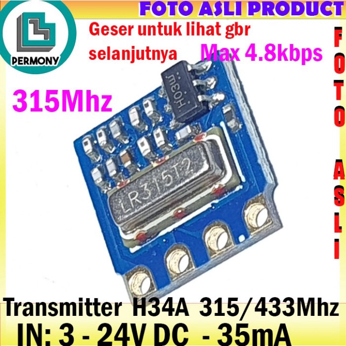 H34A 433Mhz 315Mhz Transmitter 433 315 Mhz