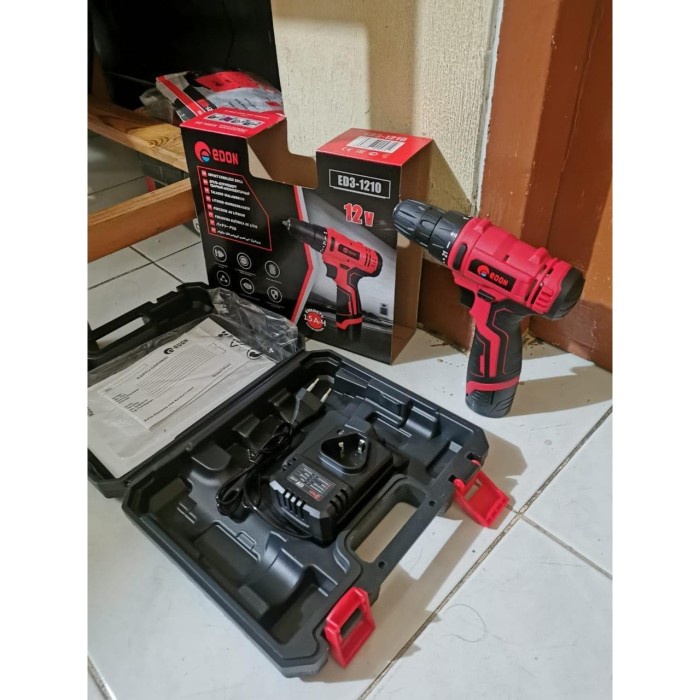 ✅COD Mesin Bor Cordless Impact Drill Set Edon Ed3-1210 12V Bor Cordless Diskon