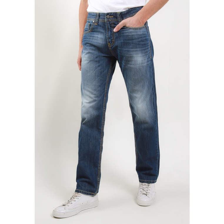 Celana Panjang Lois Jeans Original Pria Kulot 2 kantong belakang Asli Casual Straight Fit Denim Pants CFS069C Laki Classic