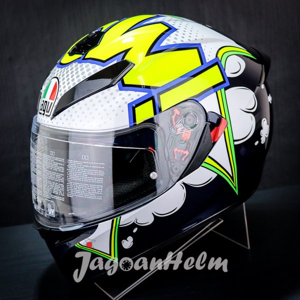 Agv Helm Agv K3 Sv Multi Bubble Blue White Yellw Fluo Double Visor