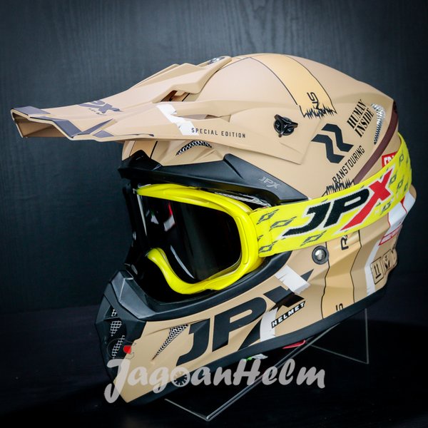 Jpx Helm Cross Fox 1 -Human Inside Rans -Fox1 - Goggle Jpx - Cappucino Gloss