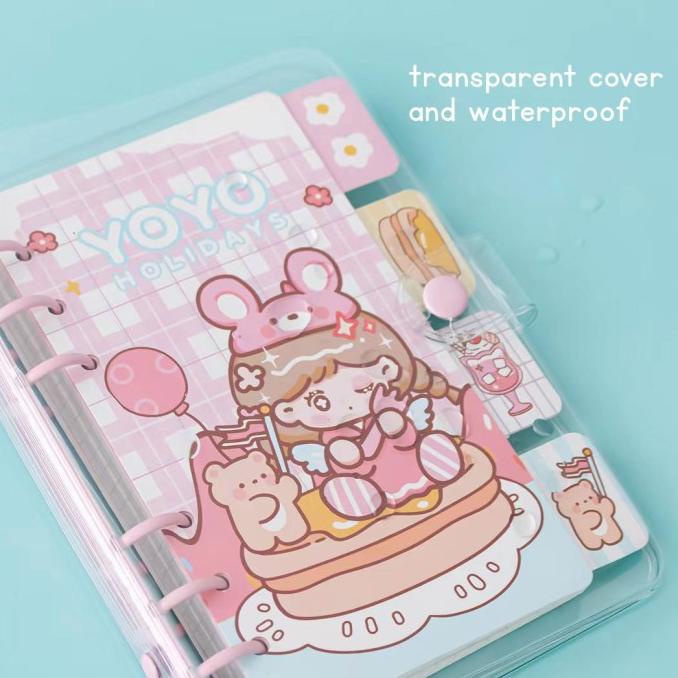 

Buku Binder Polos A6 Transparan Binder Notebook Diy 6 Ring Yoyo Holida