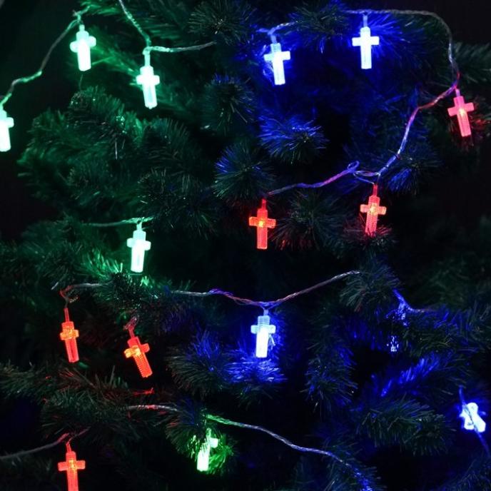 Lampu Natal LED 28 Warna Kualitas Salib Hiasan Dekorasi Pohon Natal
